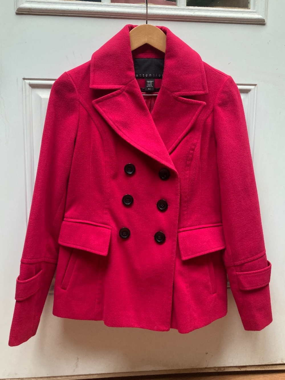 ATTENTION Hot Pink Double Breasted Pea Coat Jacket S
